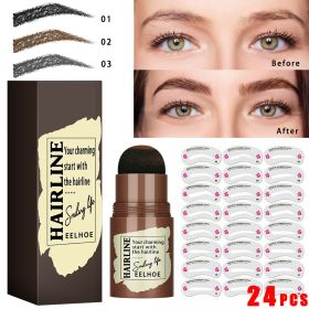 Eyebrow Stamp Stencil Kit, 24 Pc Eyebrow Shaping Stencils, Long-lasting Eyebrow Brow Definer, Perfect Make-up Reusable Kit (Option: 3 Dark Gray + 24 Cards)